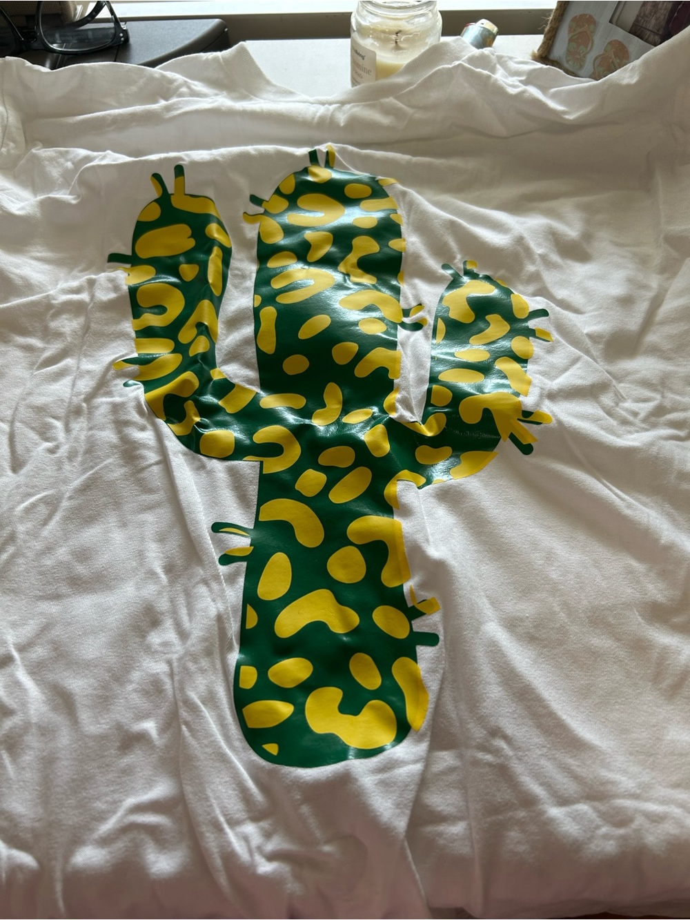 White Men's Boxer Briefs with Green & Yellow Cactus Print